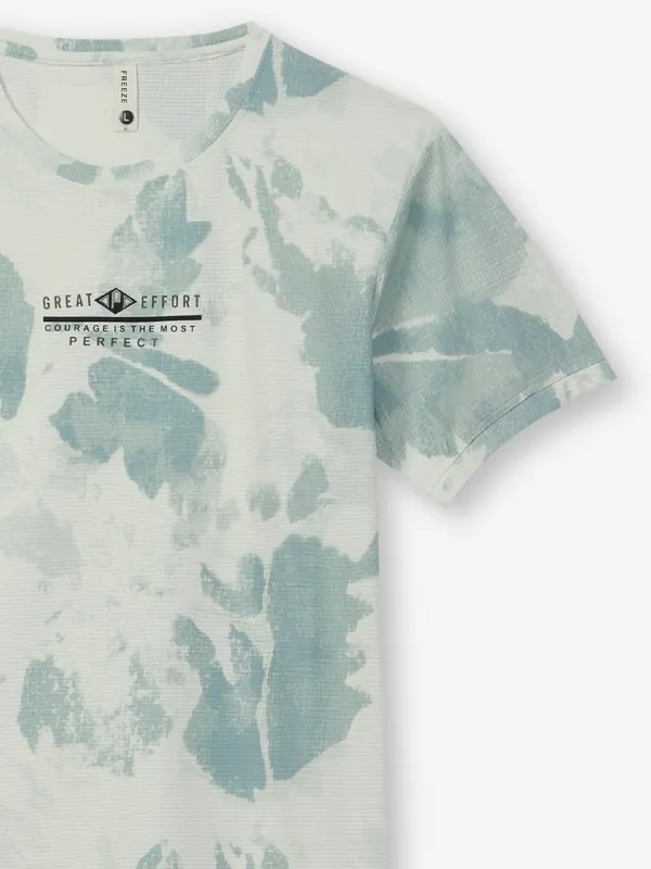 FREEZE sea green printed cotton t-shirt