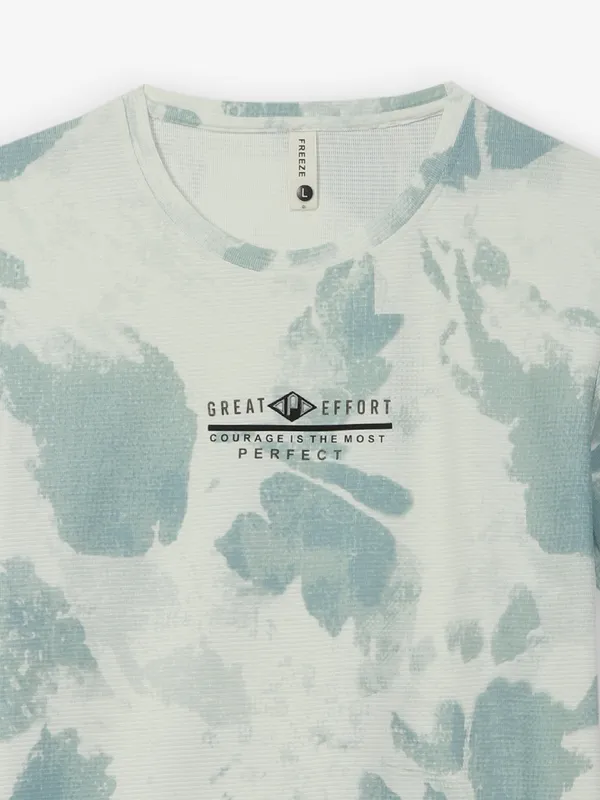 FREEZE sea green printed cotton t-shirt