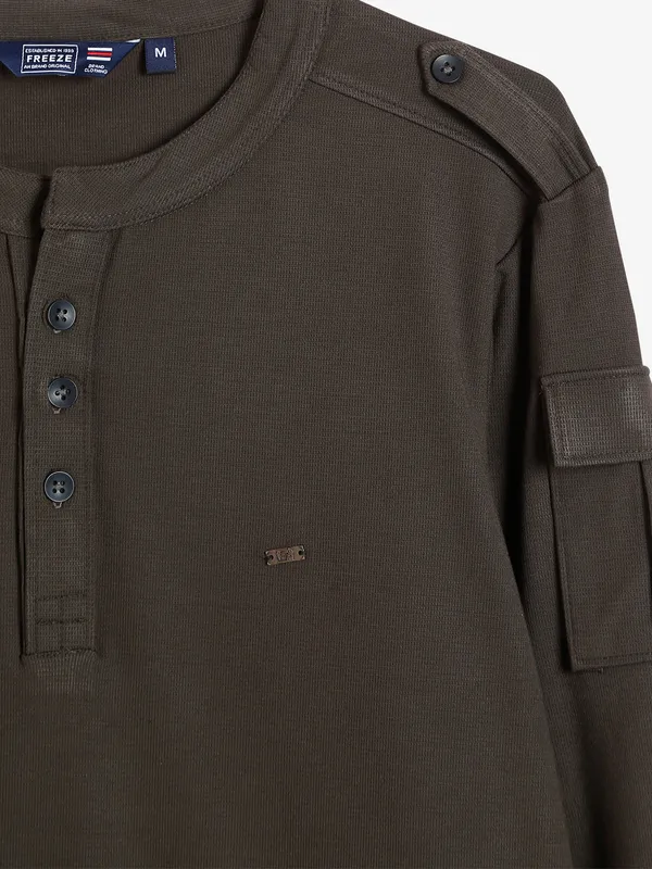 Freeze slim fit dark brown cotton t shirt