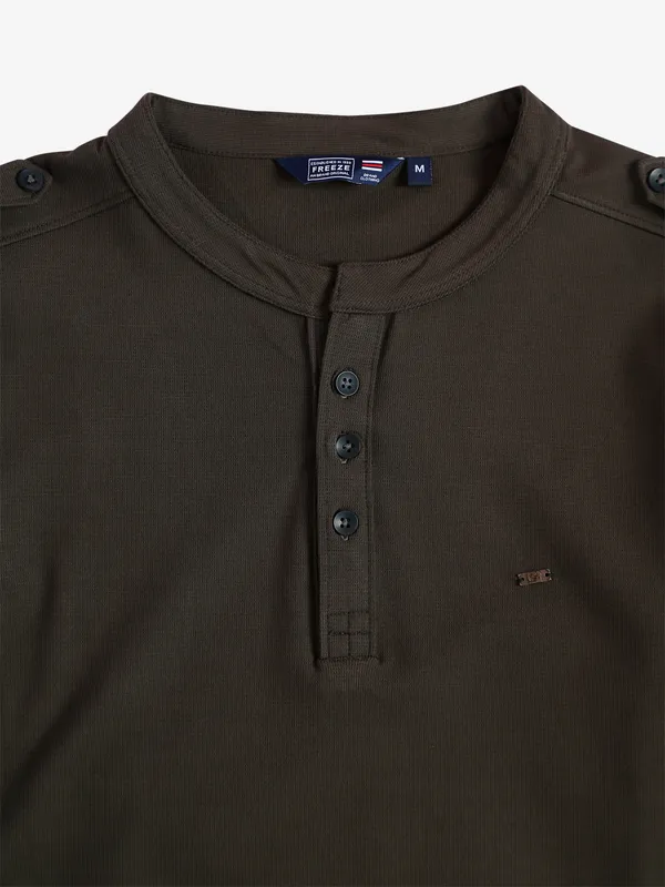 Freeze slim fit dark brown cotton t shirt