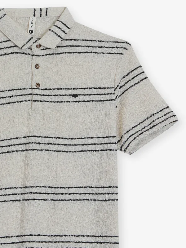 FREEZE stripe cream knitted t-shirt