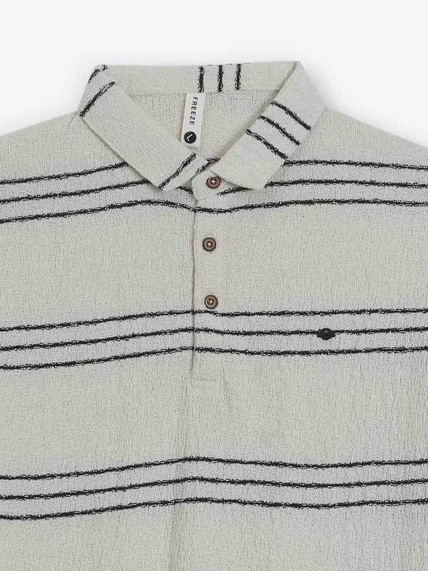 FREEZE stripe cream knitted t-shirt