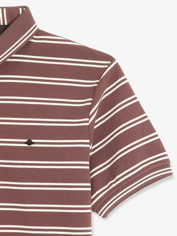 FREEZE striped brown cotton polo t-shirt