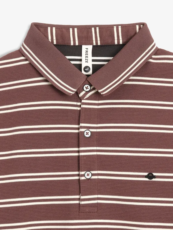 FREEZE striped brown cotton polo t-shirt