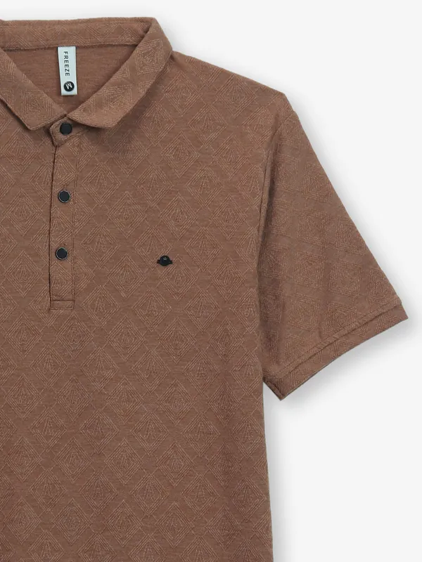 FREEZE textured brown cotton t-shirt