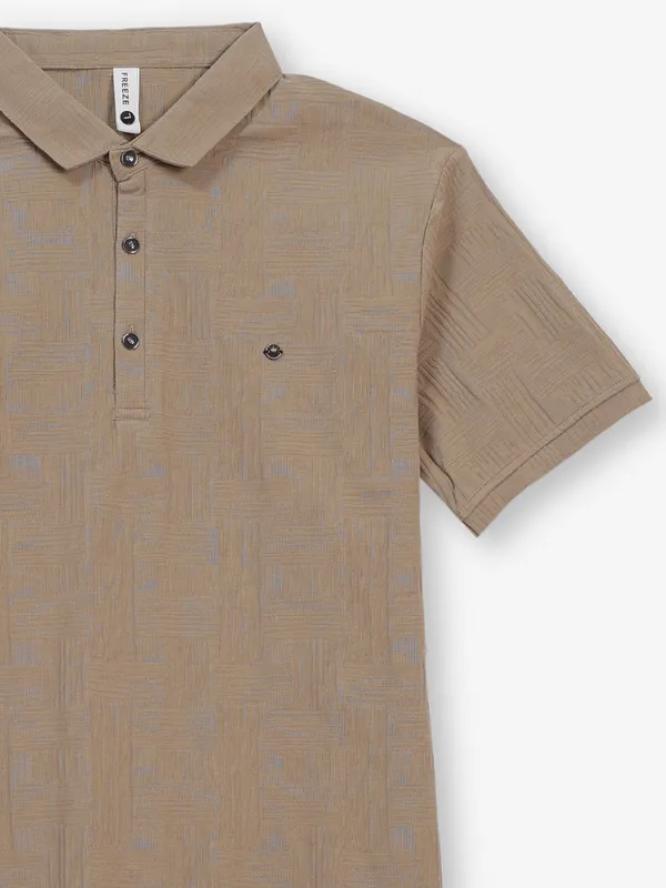 FREEZE textured cool khaki polo t-shirt