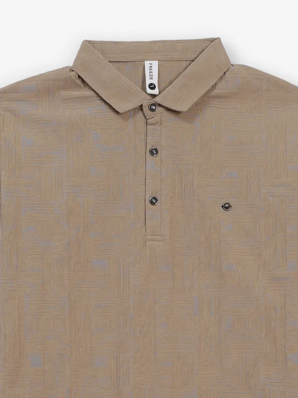 FREEZE textured cool khaki polo t-shirt
