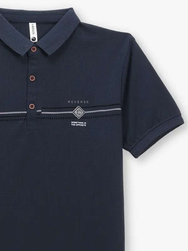 FREEZE textured navy cotton t-shirt