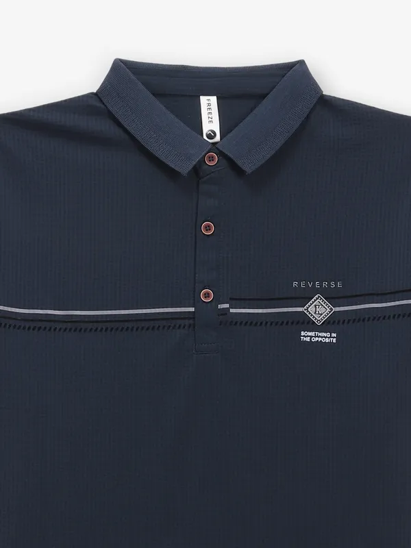 FREEZE textured navy cotton t-shirt
