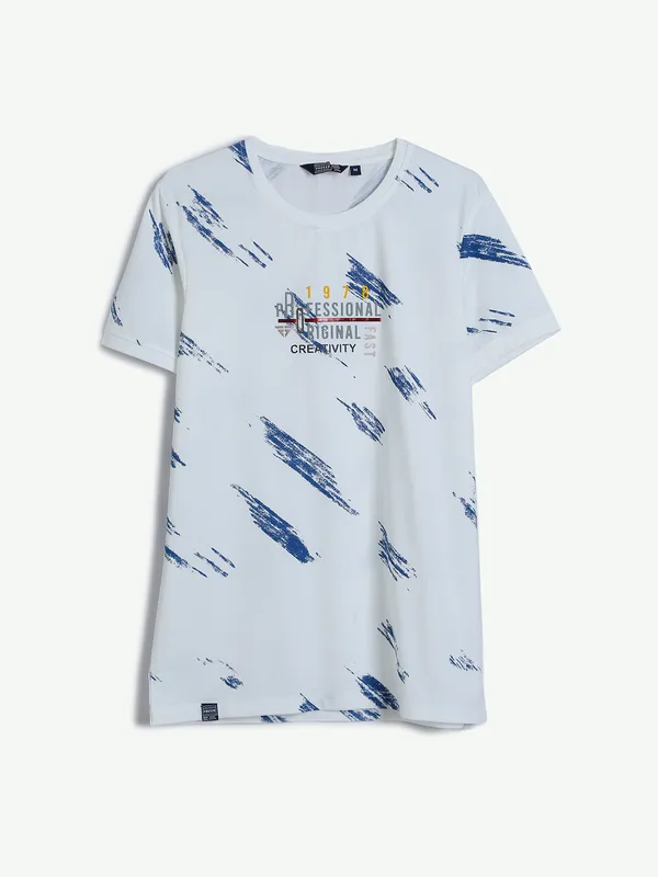 Freeze white and blue printed t shirt