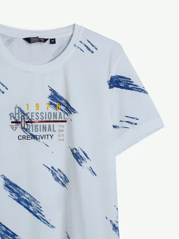 Freeze white and blue printed t shirt