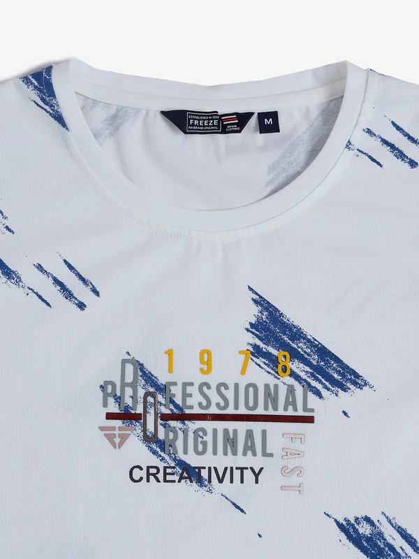 Freeze white and blue printed t shirt