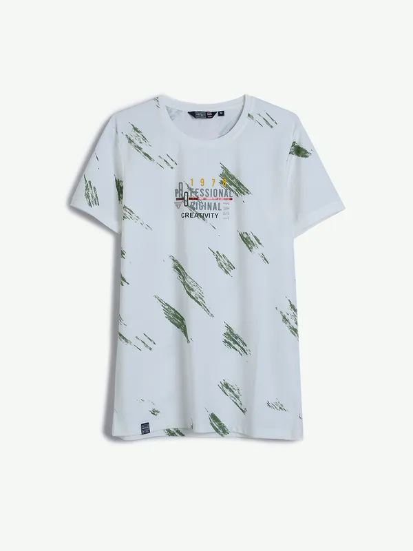 Freeze white and olive printed t shirt
