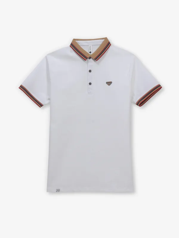 FREEZE white casual cotton slim fit t-shirt