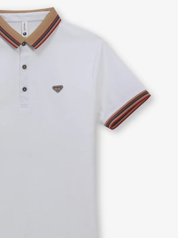FREEZE white casual cotton slim fit t-shirt
