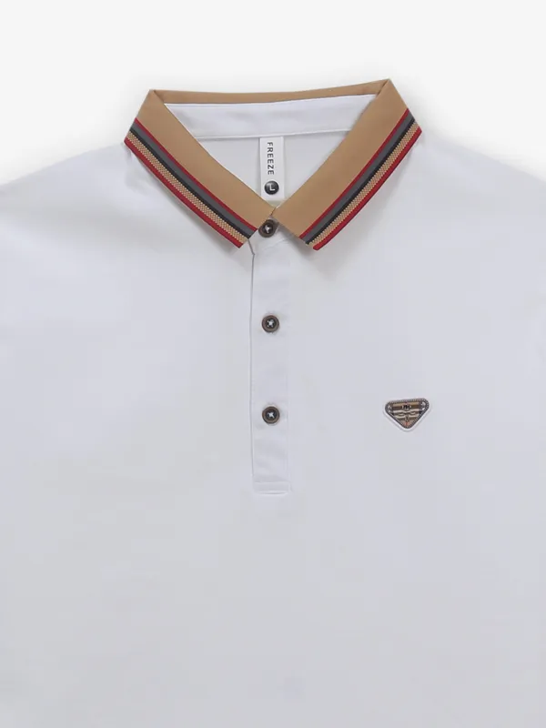 FREEZE white casual cotton slim fit t-shirt