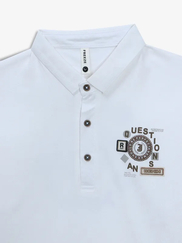 FREEZE white casual plain t-shirt