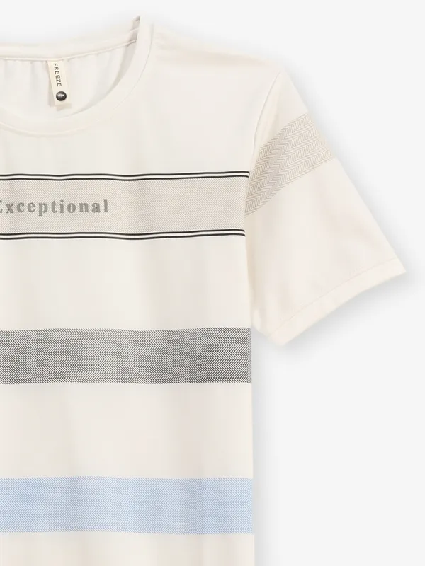 FREEZE white color block cotton t-shirt