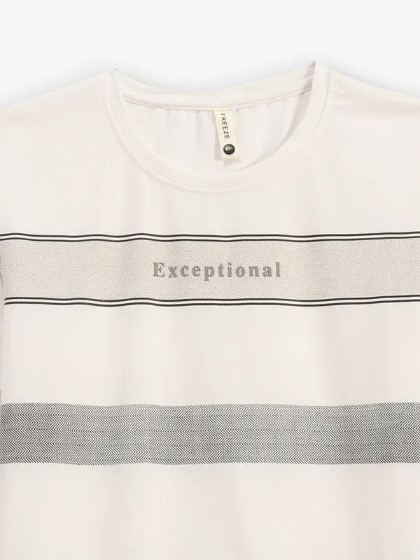 FREEZE white color block cotton t-shirt