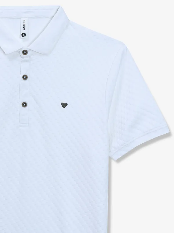 FREEZE white knitted cotton t-shirt