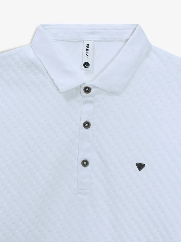 FREEZE white knitted cotton t-shirt