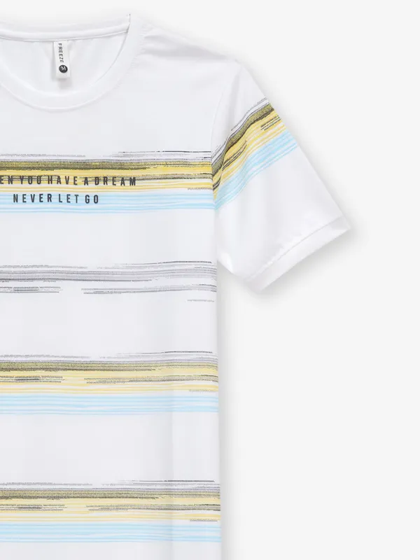 FREEZE white printed casual cotton slim fit