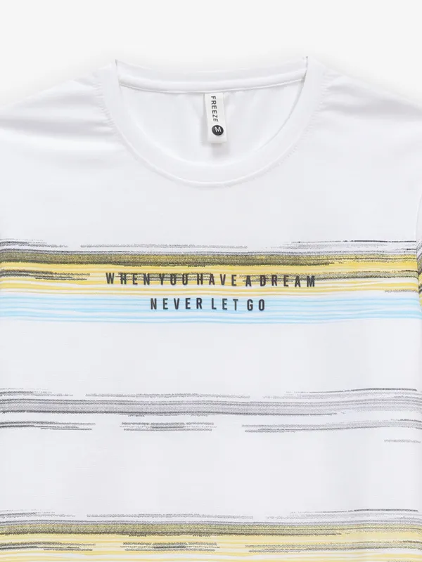 FREEZE white printed casual cotton slim fit