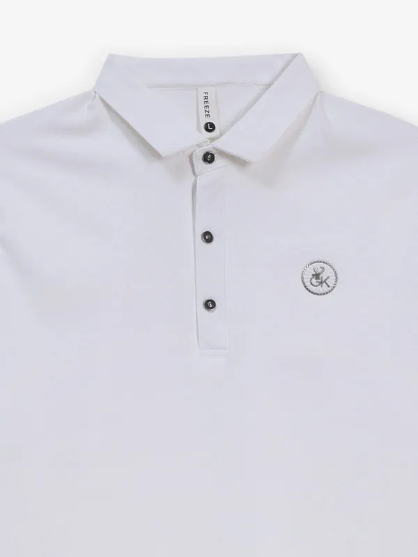 FREEZE white printed polo t-shirt for men