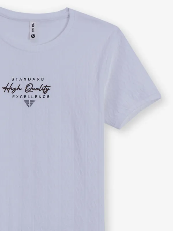 FREEZE white texture cotton t-shirt