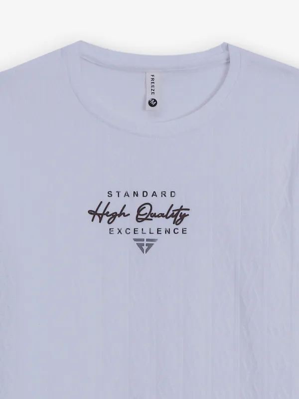 FREEZE white texture cotton t-shirt