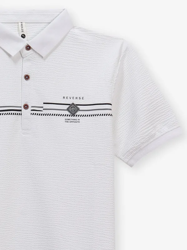 FREEZE white textured cotton t-shirt