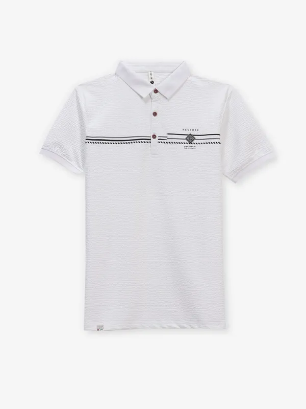 FREEZE white textured cotton t-shirt