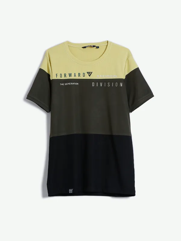 Freeze yellow color block t shirt