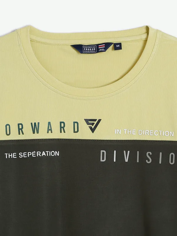 Freeze yellow color block t shirt