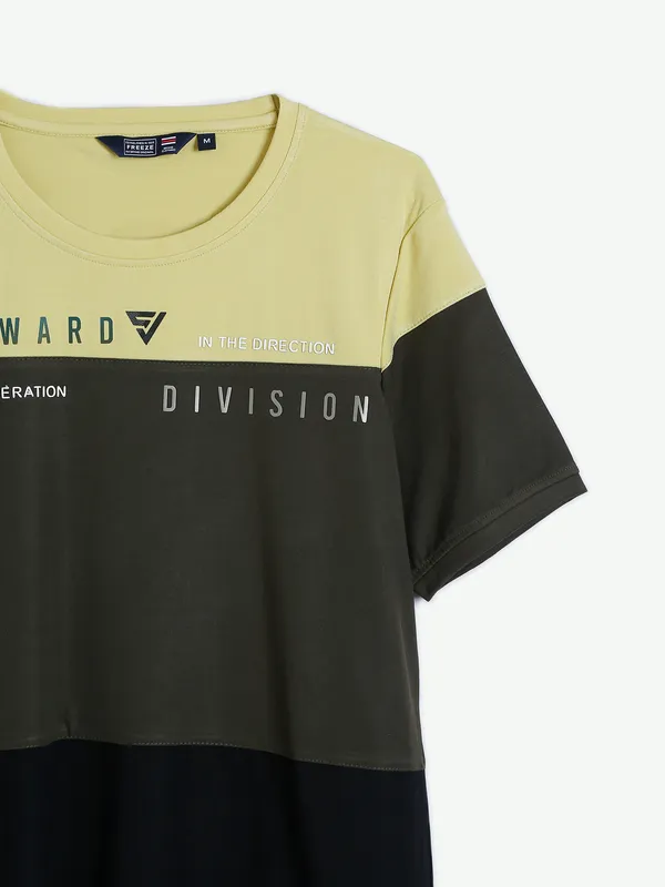 Freeze yellow color block t shirt