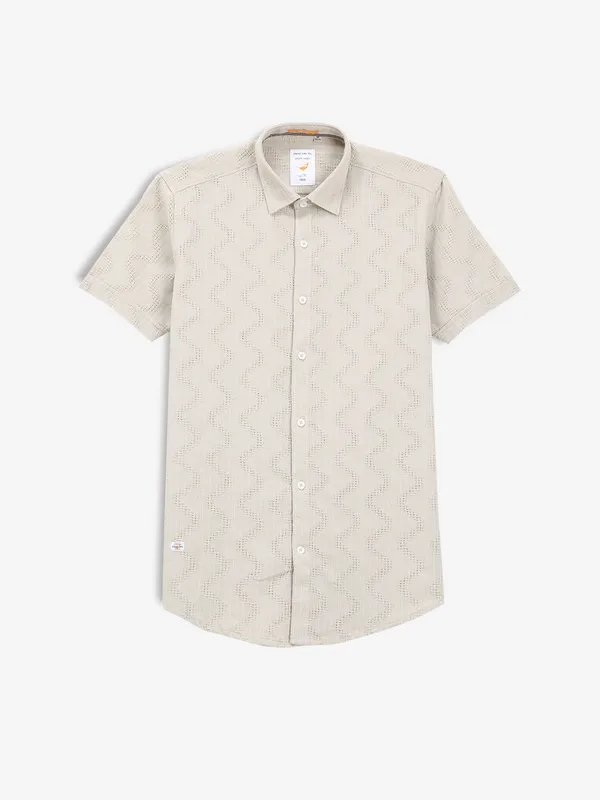 FRIO beige cotton texture shirt