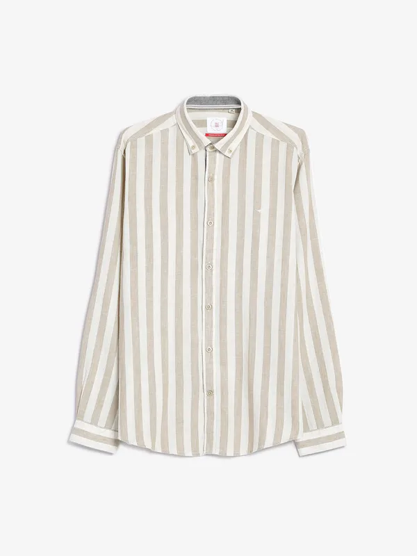 Frio beige stripe cotton shirt