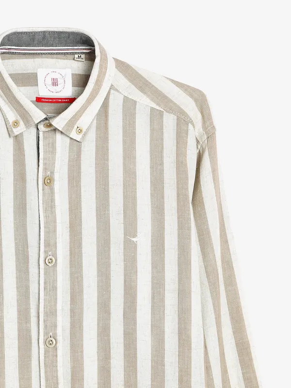 Frio beige stripe cotton shirt