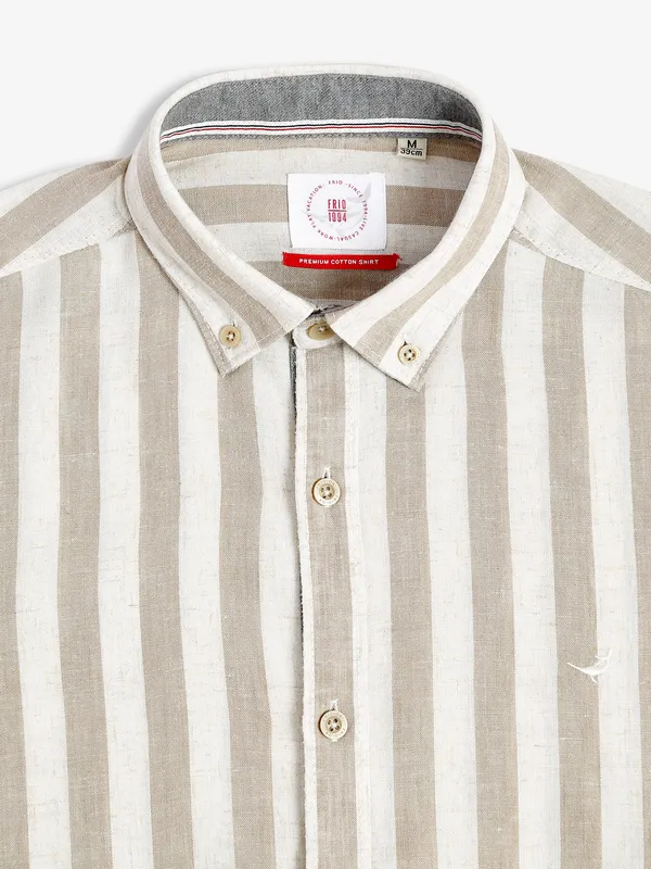 Frio beige stripe cotton shirt