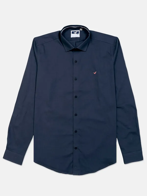 Frio blue cotton slim fit shirt