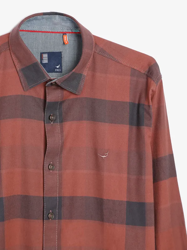 Frio brown checks shirt in cotton
