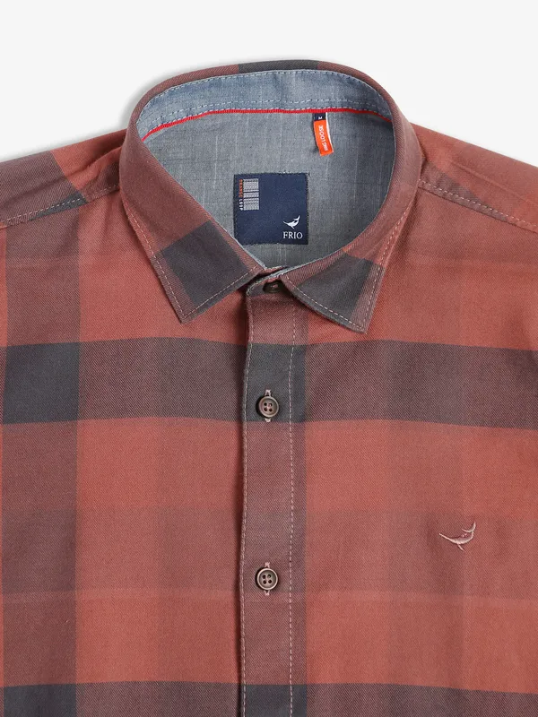 Frio brown checks shirt in cotton