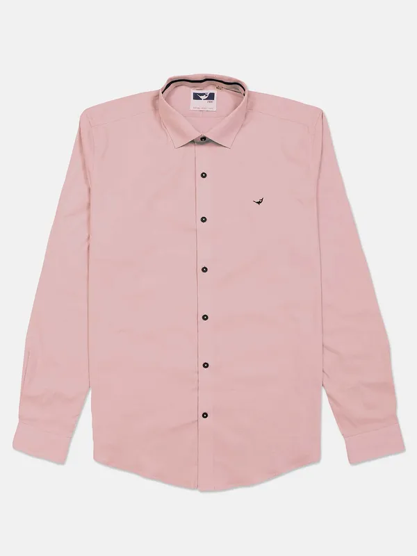 Frio casual cotton shirt in solid pink color