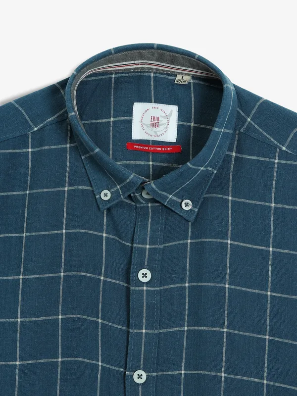 FRIO checks buttondown blue shirt