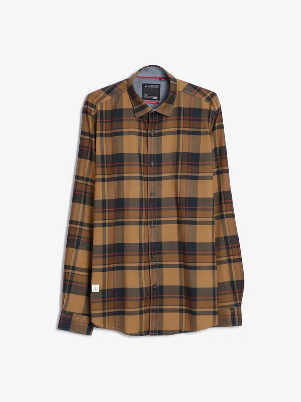 Frio checks cotton khaki shirt
