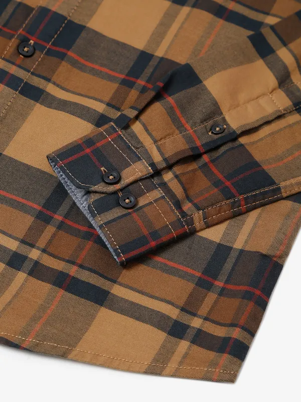 Frio checks cotton khaki shirt