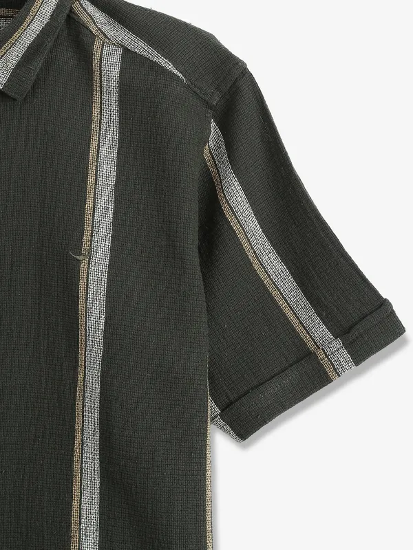 FRIO cotton olive stripe shirt