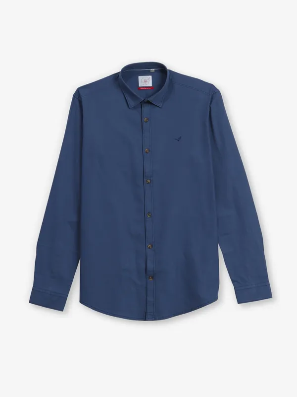 FRIO cotton plain navy shirt