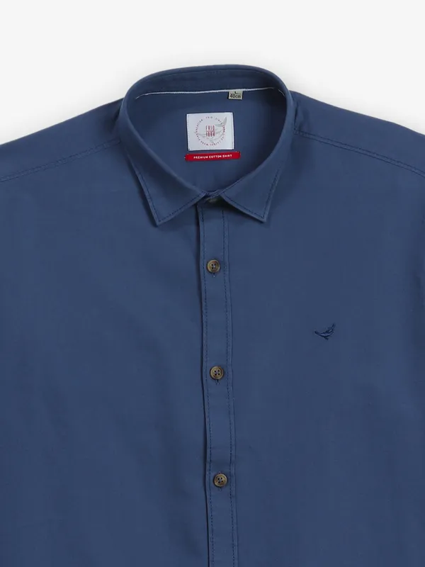 FRIO cotton plain navy shirt