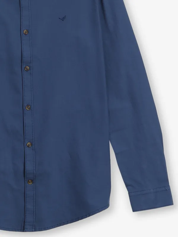 FRIO cotton plain navy shirt